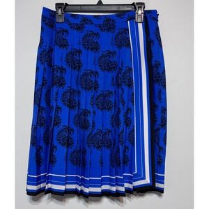 Royal Blue Damask Pleated Skirt Size 8 Old Money Academia‎ Coquette Coastal Chic
